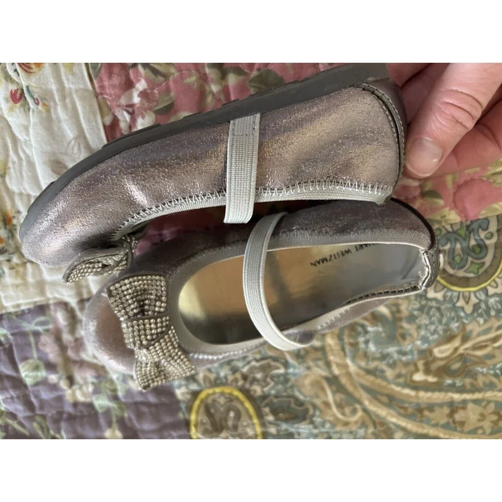 Stuart Weitzman Girls Shoes Ballet Flats Silver Bronze Dressy Formal Toddler 8